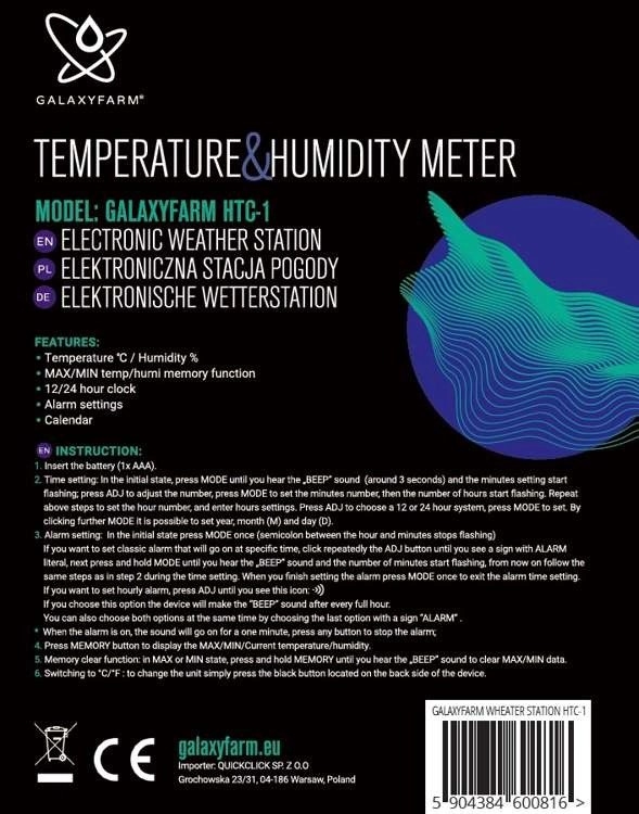 Digitales Temperatur und Feuchtigkeitsmessgerät